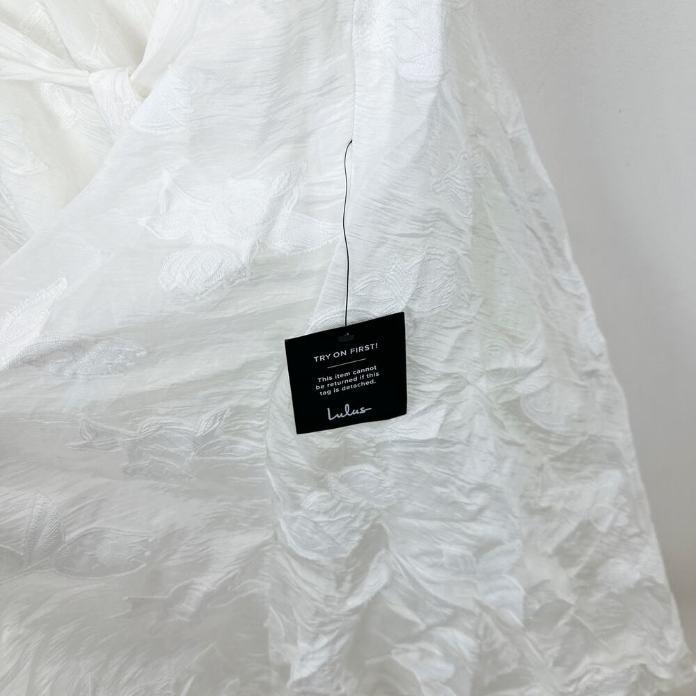 Lulus Sweet Definition White Burnout Ruffled One-Shoulder Midi Dress Large NWT - Picture 10 of 14